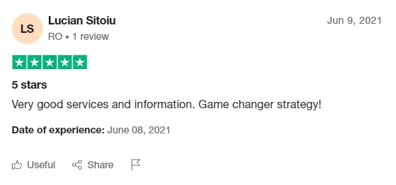 Trustpilot review — 5 stars, by Lucian Sitoiu