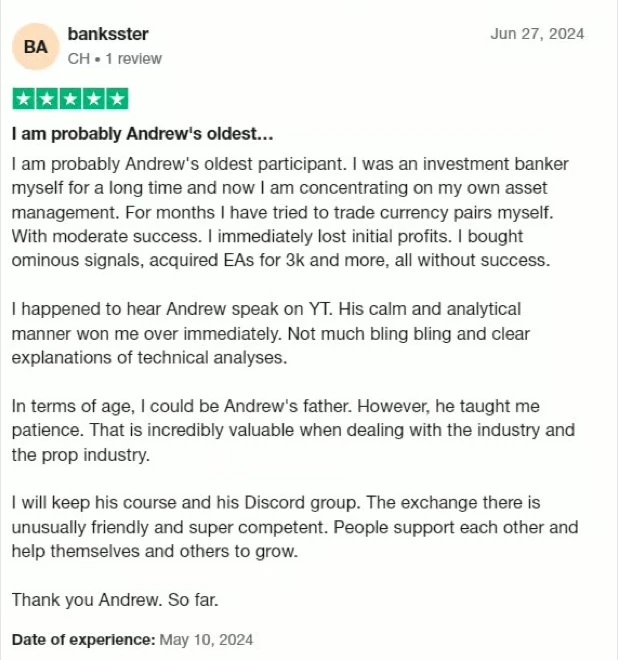 Trustpilot review, by banksster
