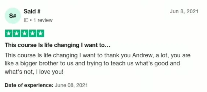 Trustpilot review, by Said